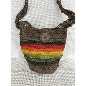 Colombian‎ Mochila Bucket Bag Woven Shoulder Crossbody Purse Rainbow